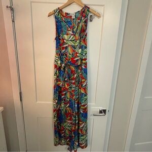 Nicole Miller Vibrant Leaf Print Jumpsuit